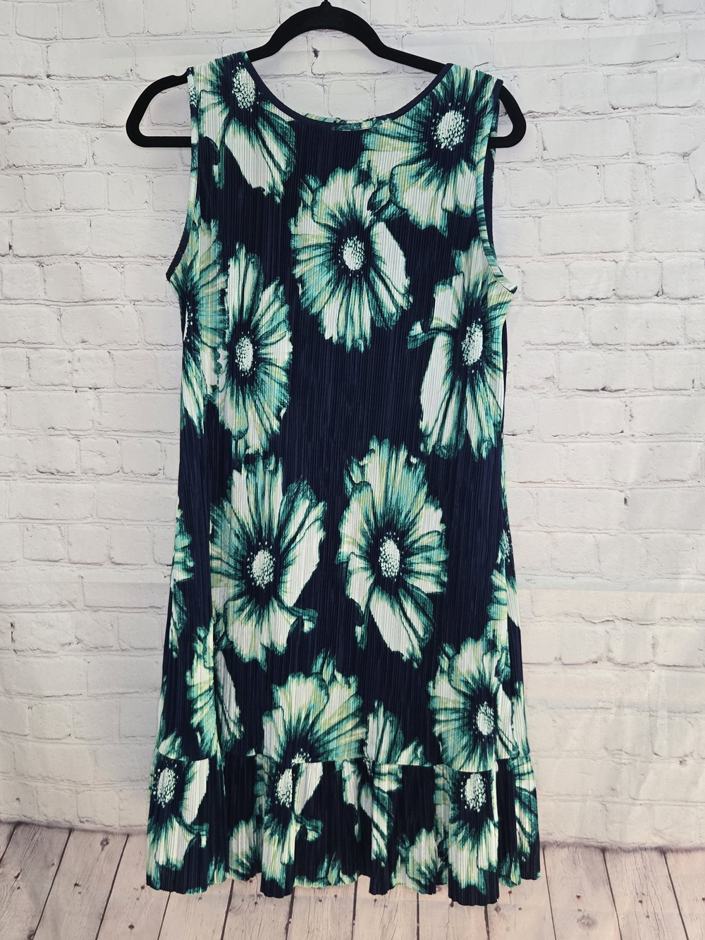 MADISON LEIGH Pleated Blue Floral Mod Retro Shift Dress Sz 14